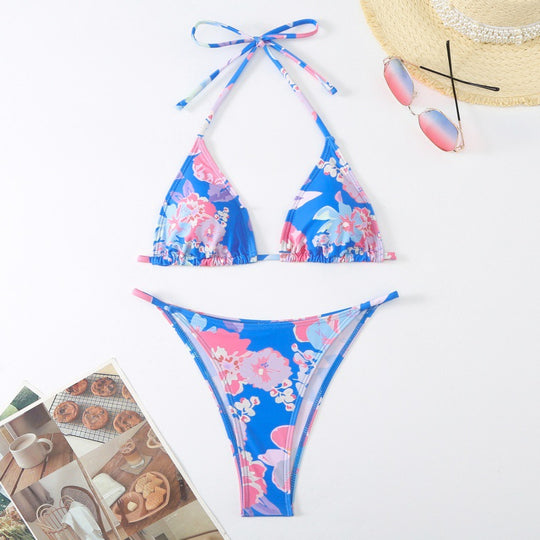 Damen Triangel-Bikini mit verspieltem floralem Design und verstellbaren Trägern R&B