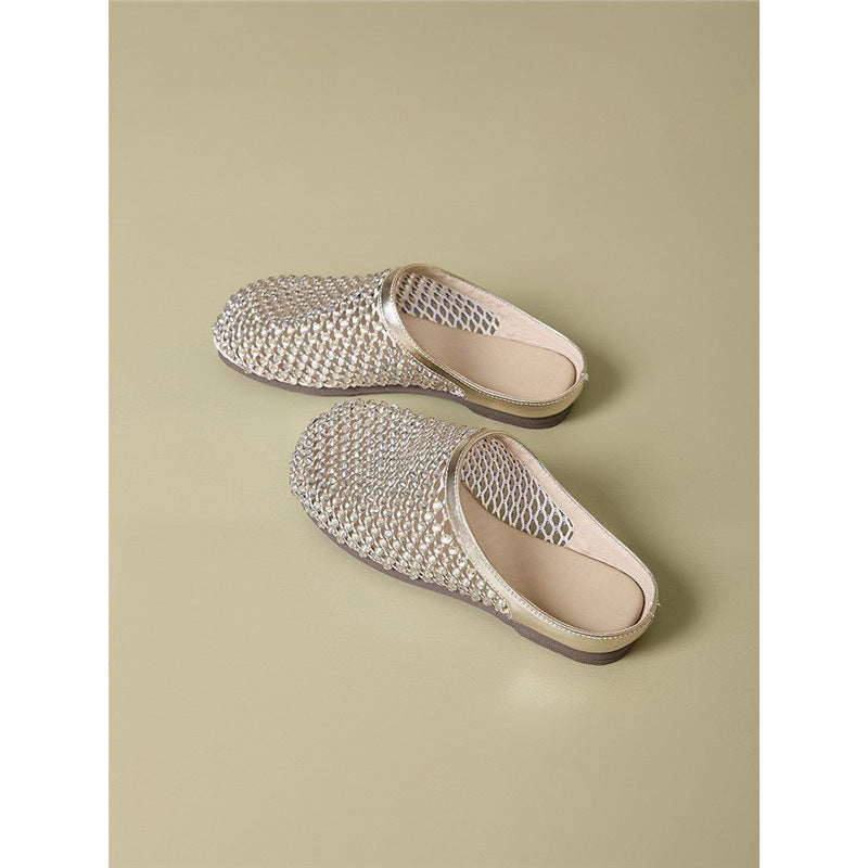 Damen elegante Mesh Clogs mit modischem Strassdesign