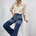 Damen Weite High-Waist Jeans mit Farbverlauf