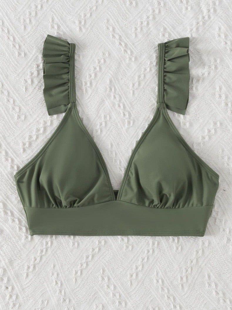 Damen Triangel-Bikinioberteil mit voluminösen Rüschendetails R&B