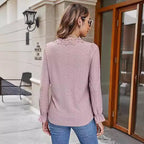Damen elegante Bluse mit floralem Design und V-Ausschnitt R&B