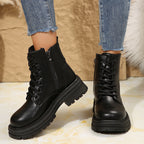 Damen Schnürboots mit robustem Profil und modischem Reißverschluss R&B