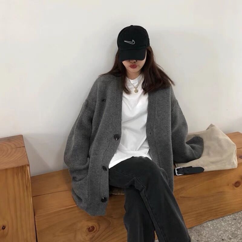 Damen Grob gestrickter Cardigan mit lässigem Schnitt und großen Taschen R&B