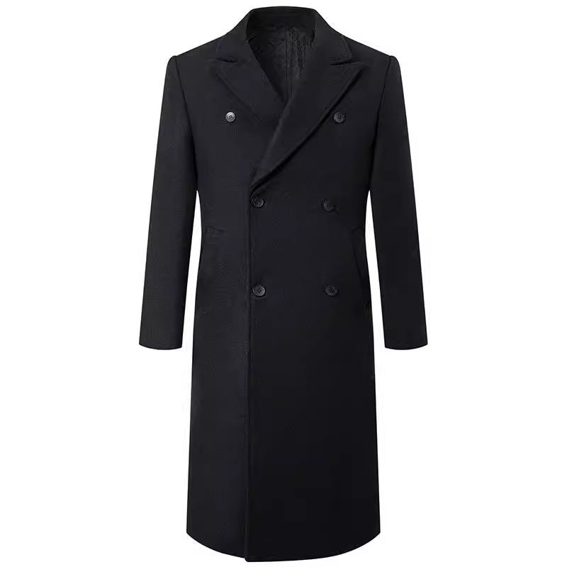 Herren eleganter Doppeltbreasted-Mantel aus hochwertigem Material R&B