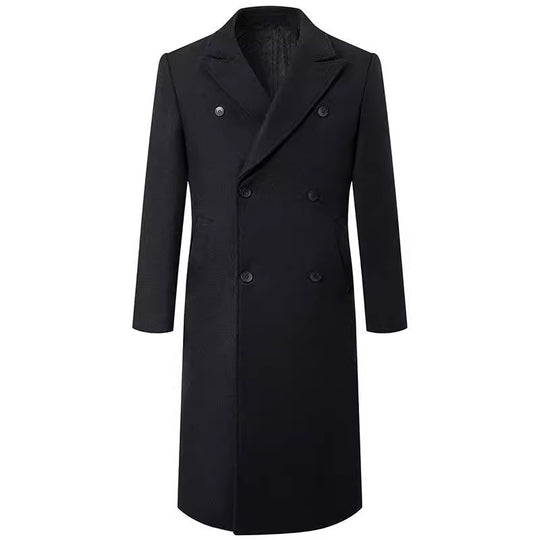Herren eleganter Doppeltbreasted-Mantel aus hochwertigem Material R&B