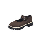 Damen Retro Mary Jane Schuhe mit robustem Profil und verstellbarem Riemen R&B
