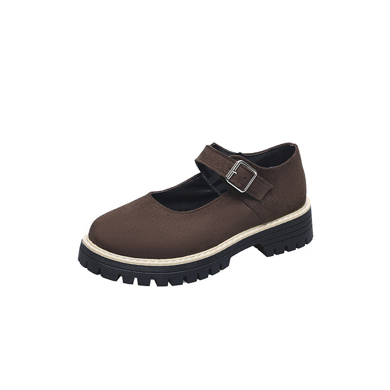 Damen Retro Mary Jane Schuhe mit robustem Profil und verstellbarem Riemen R&B