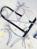Damen Triangel-Bikini mit verspielten Schleifendetails