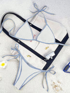 Damen Triangel-Bikini mit verspielten Schleifendetails