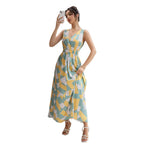 Damen Maxikleid mit geometrischem Design und tailliertem Schnitt R&B