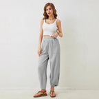 Damen weit geschnittene Freizeithose mit elastischem Bund und praktischen Taschen R&B