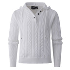 Herren Grobstrickpullover mit Kapuze und modernem Zopfmuster R&B