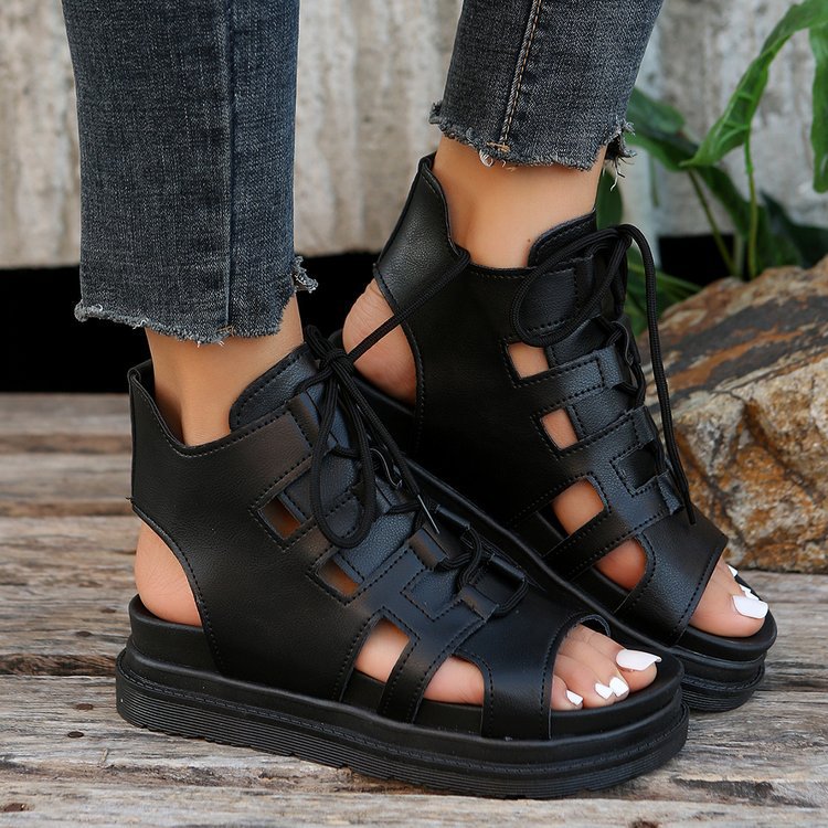 Damen modische Riemensandalen mit innovativem Schnürsystem R&B