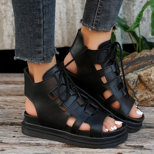 Damen modische Riemensandalen mit innovativem Schnürsystem R&B