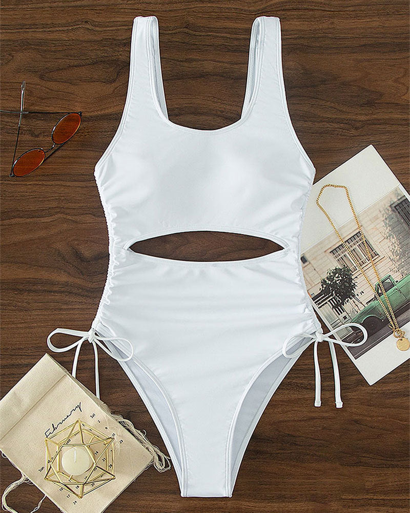 Damen Einteiliger Badeanzug mit raffiniertem Cut-Out und Schnürdetail R&B