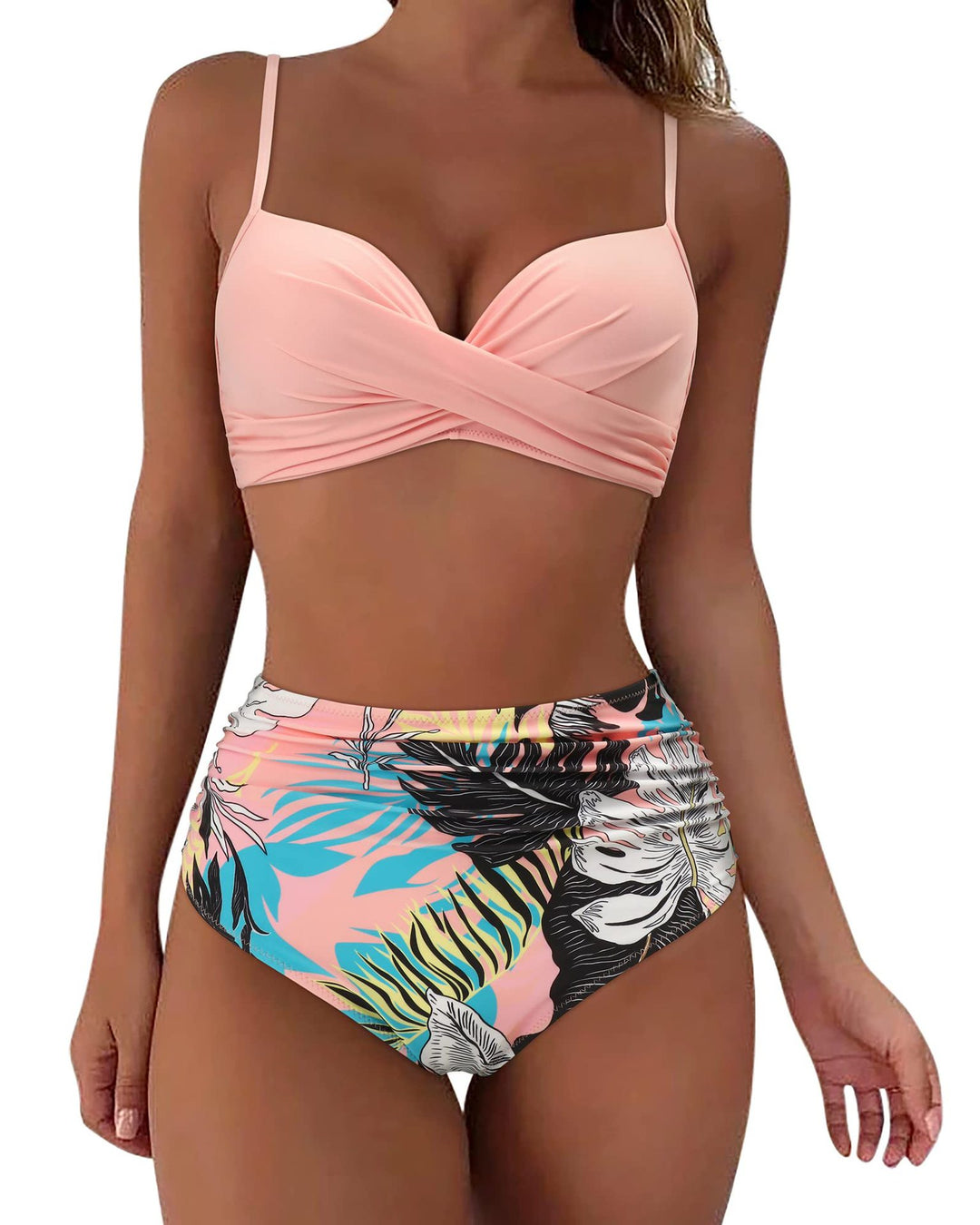 Damen High-Waist Bikini mit Leo-Muster R&B