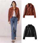 Damen Kunstlederjacke mit modernen Knopfdetails R&B