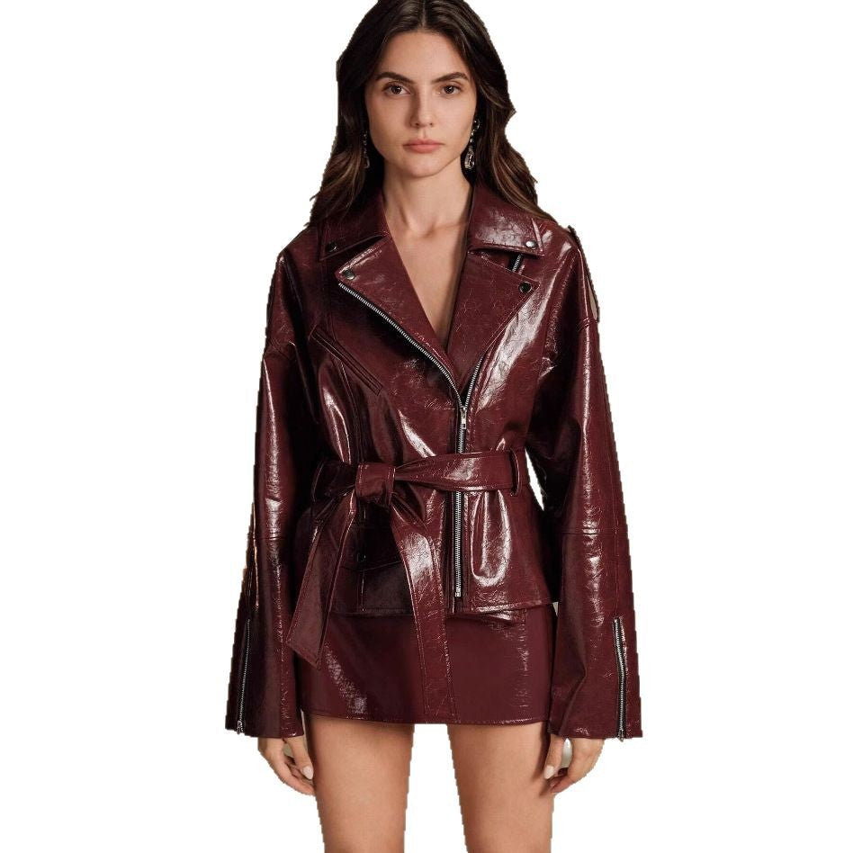Damen Kunstlederjacke mit hochglänzendem Finish R&B