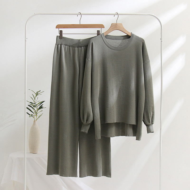 Damen lässiges Strickoberteil und Hose Set R&B