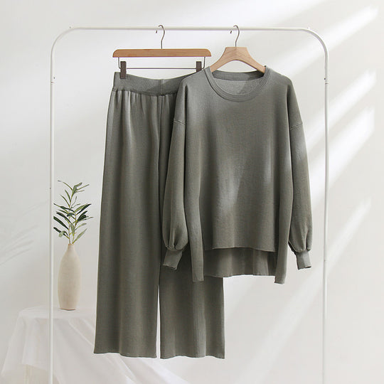 Damen lässiges Strickoberteil und Hose Set R&B