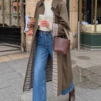 Damen Oversized Trenchcoat mit Karo-Muster R&B