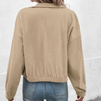 Damen Sweatjacke mit Stehkragen und strukturierter Oberfläche R&B