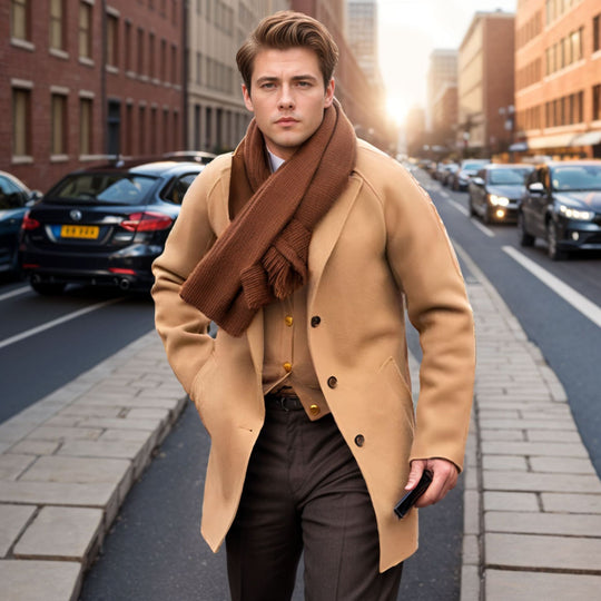 Herren lässiger Dufflecoat mit schickem Stehkragen und praktischen Taschen R&B