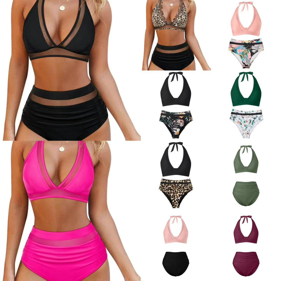 Damen Hochtailliertes Bademoden-Set mit stylischem Haltertop R&B