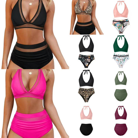 Damen Hochtailliertes Bademoden-Set mit stylischem Haltertop R&B