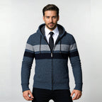 Herren stylische Strickjacke mit Kapuze und innovativem Design