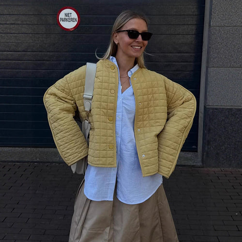 Damen gesteppte Übergangsjacke mit lässigem Schnitt und großen Taschen R&B