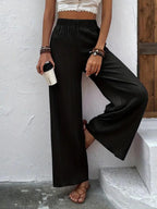 Damen Weite Plisséhose mit elastischem Bund und elegantem Fall R&B