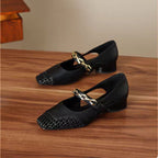 Damen elegante Ballerinas mit modischem Riemchen und stilvollem Absatz R&B