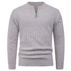 Herren Strickpullover mit hohem Kragen und modernem Reißverschluss R&B