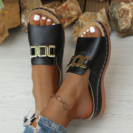 Damen Elegante und bequeme Mules mit modischen Schnallen R&B