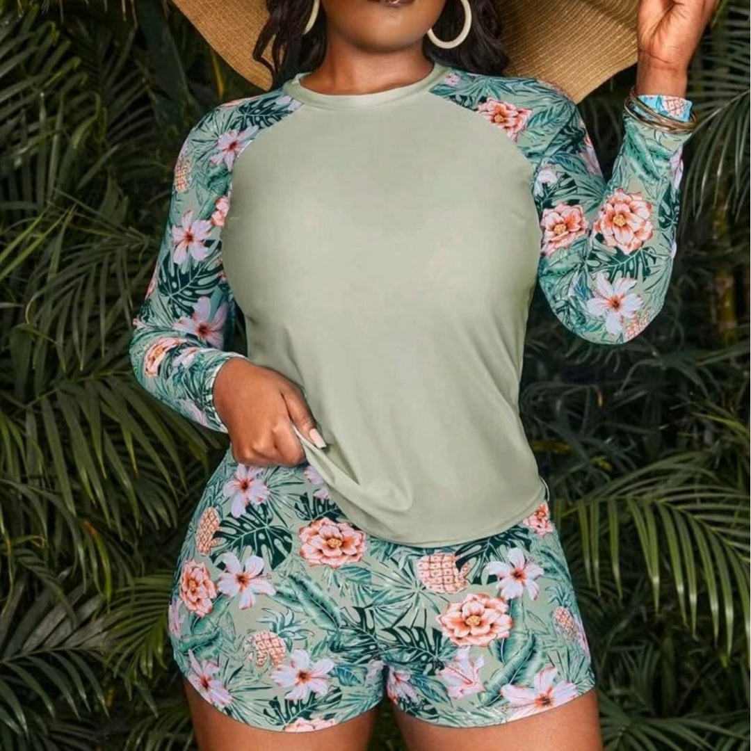Damen UV-Schutz Badeoberteil und Shorts Set R&B