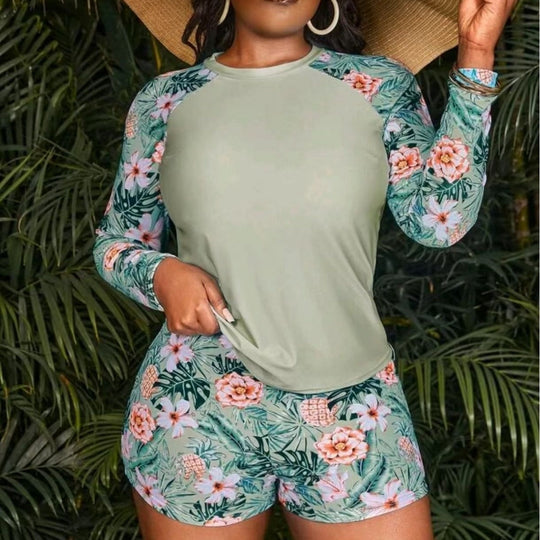 Damen UV-Schutz Badeoberteil und Shorts Set R&B