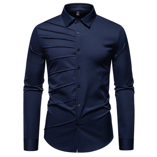 Herren Langarmhemd mit modischem Rippendesign R&B