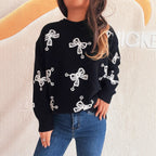 Damen Pullover mit verspieltem Schleifenmotiv und lässigem Schnitt R&B