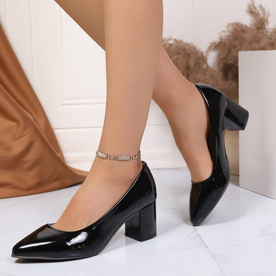 Damen Blockabsatz-Pumps mit elegantem und hochglänzendem Finish R&B