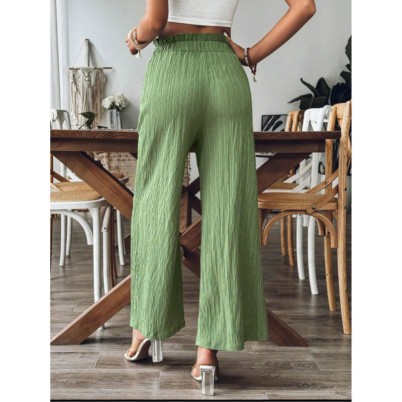 Damen luftige Palazzohose mit elastischem Bund und großen Taschen R&B