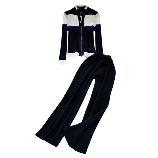 Damen sportliches Cardigan und Schlaghosen-Set R&B