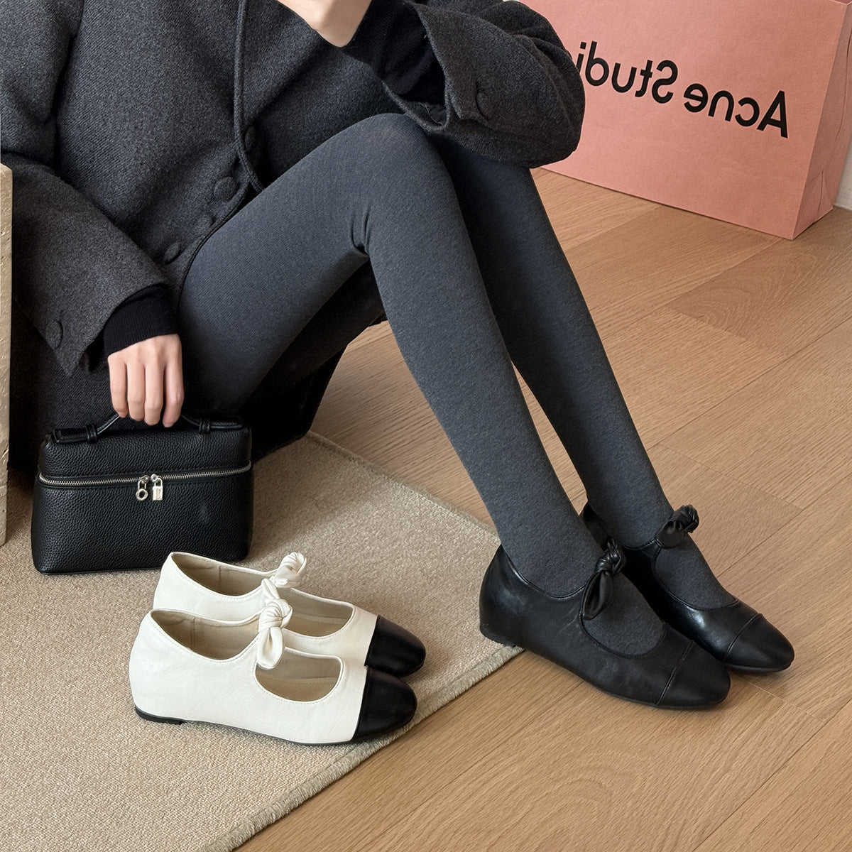 Damen Ballerinas mit elegantem Knoten-Detail und hochwertiger Premium-Leder-Oberfläche R&B