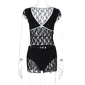 Damen Spitzenoberteil mit Shorts-Set R&B