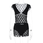 Damen Spitzenoberteil mit Shorts-Set R&B