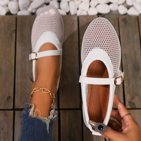 Damen Mesh-Ballerinas mit verstellbarem Riemen R&B