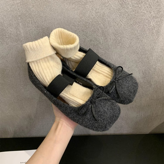 Damen Hausschuhe mit kleinem Schleifenakzent und elastischem Riemchen R&B