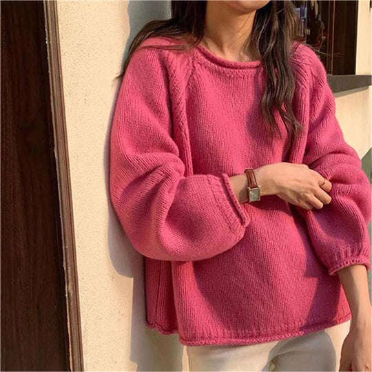 Damen Gemütlicher Oversized Pullover aus hochwertiger Baumwolle mit Rippdetails R&B