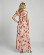 Damen Blumenkleid Maxikleid mit Schlitz