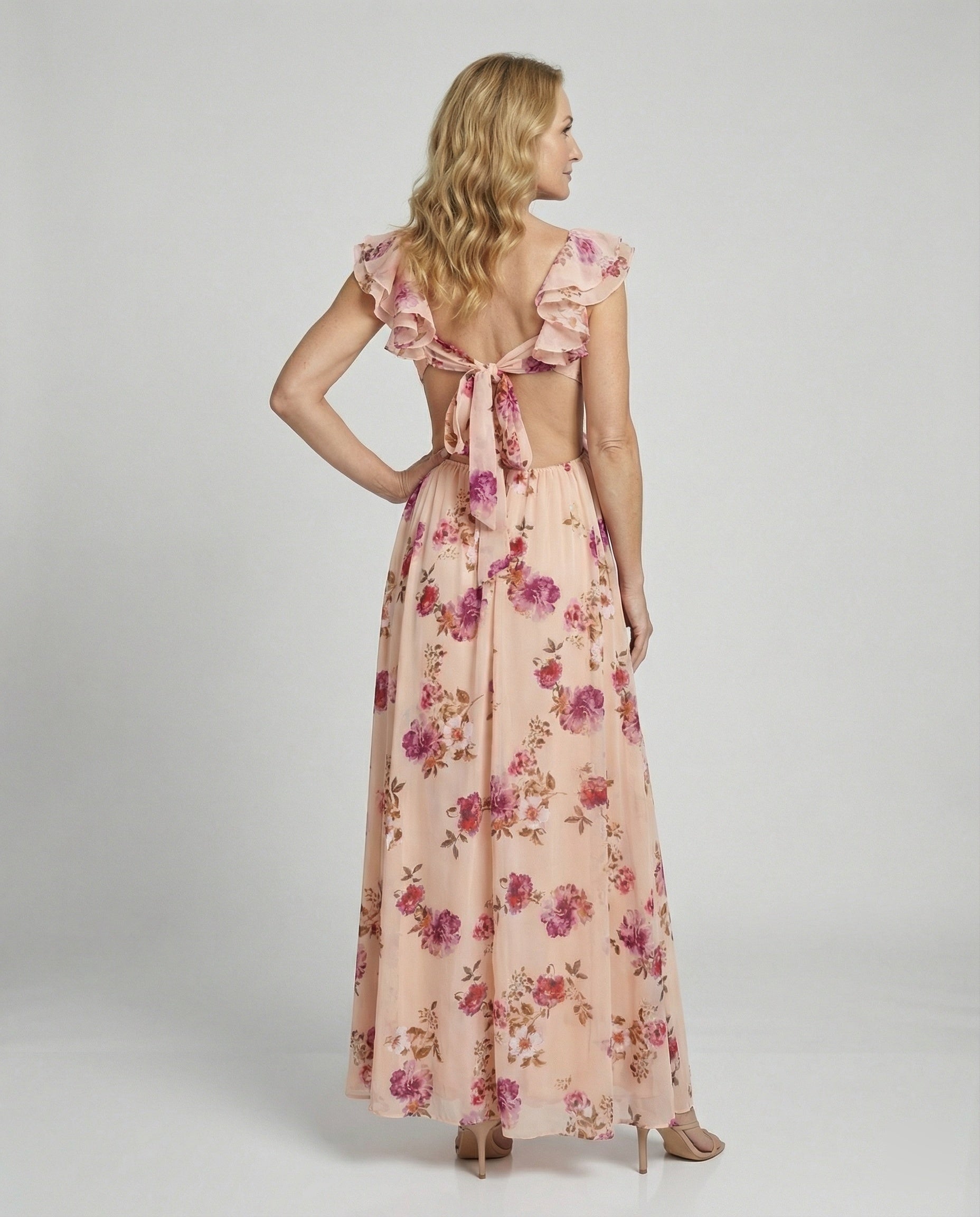 Damen Blumenkleid Maxikleid mit Schlitz